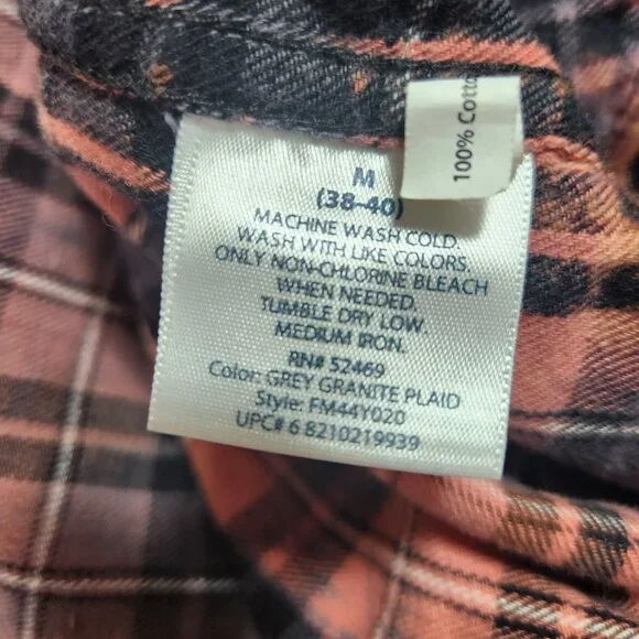 Upcycled Hand PaintedFlowers Butterflies Flannel Shirt - Bleached Red M - Picture 10 of 10